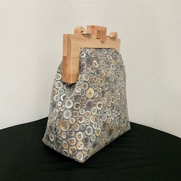 Handmade Genuine Embossed Leather Turnlock Wooden Frame Bag & 2 Strap Styles - Picture 10 of 16